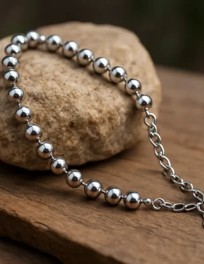 ✨ UShine.gr: Ατσάλινο Κολιέ με Γυαλιστερές Μπίλιες No 91