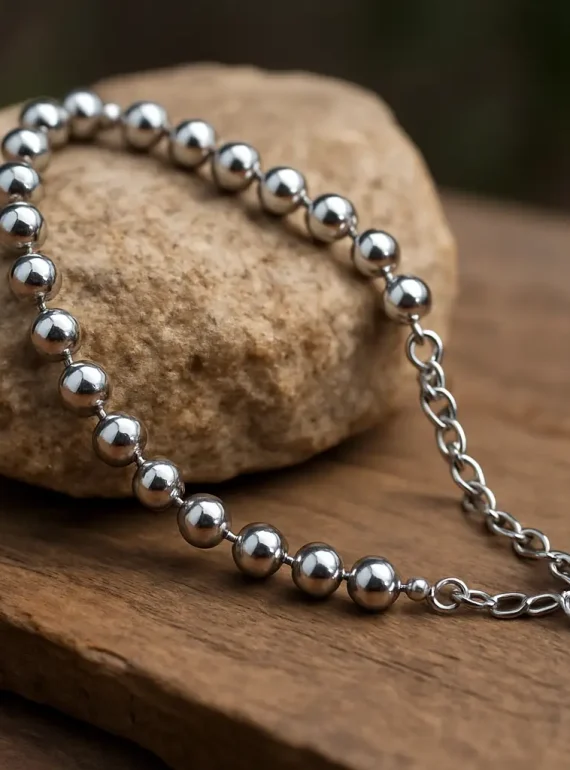 ✨ UShine.gr: Ατσάλινο Κολιέ με Γυαλιστερές Μπίλιες No 91