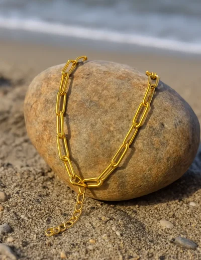 ✨ UShine.gr: Ατσάλινη Χρυσή Αλυσίδα Λαιμού No 100