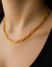 ✨ UShine.gr: Ατσάλινη Χρυσή Αλυσίδα Λαιμού No 100
