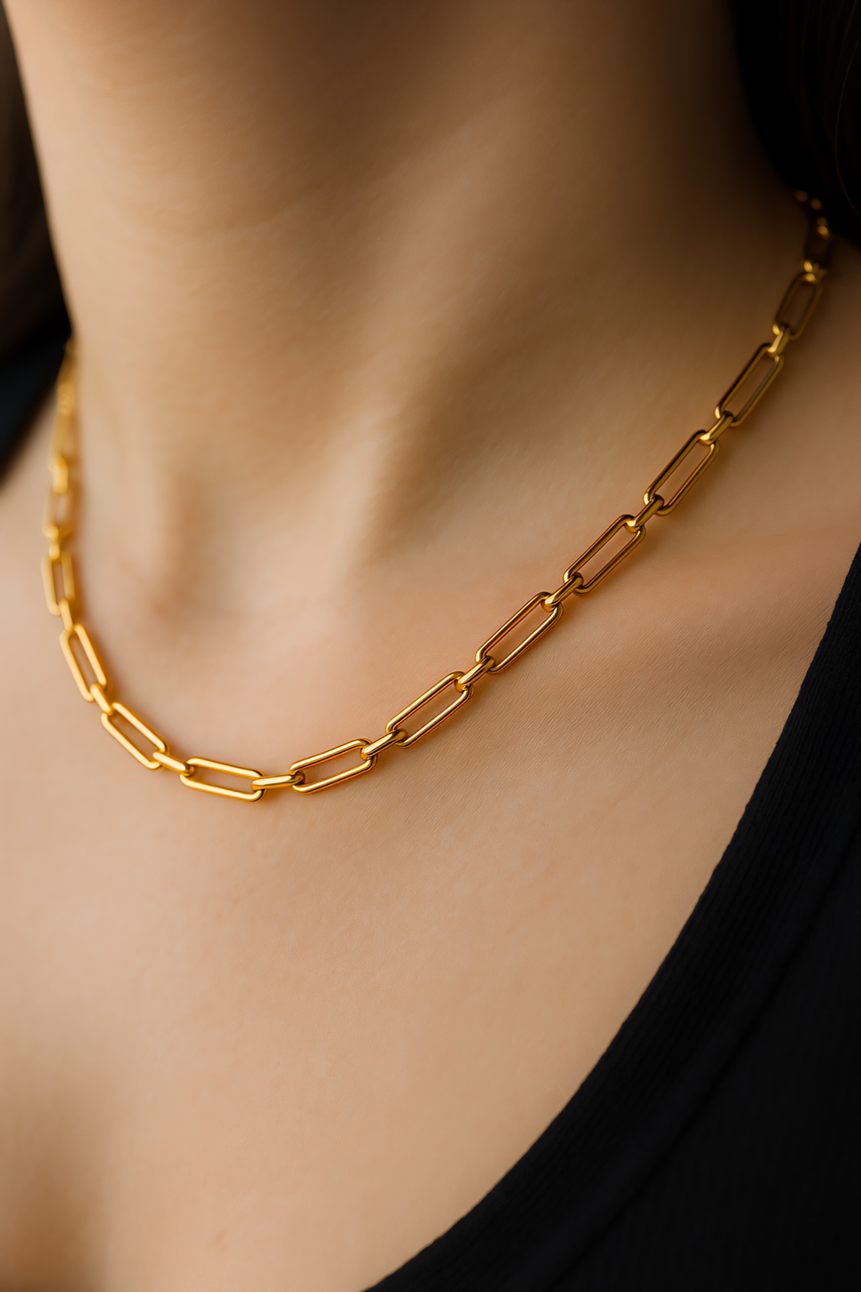 ✨ UShine.gr: Ατσάλινη Χρυσή Αλυσίδα Λαιμού No 100