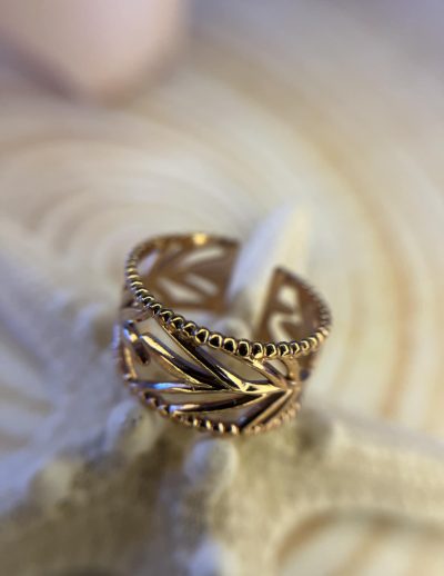 ✨ UShine.gr: Δαχτυλίδι Φύλλων σε Χρυσαφί Τόνο No 198