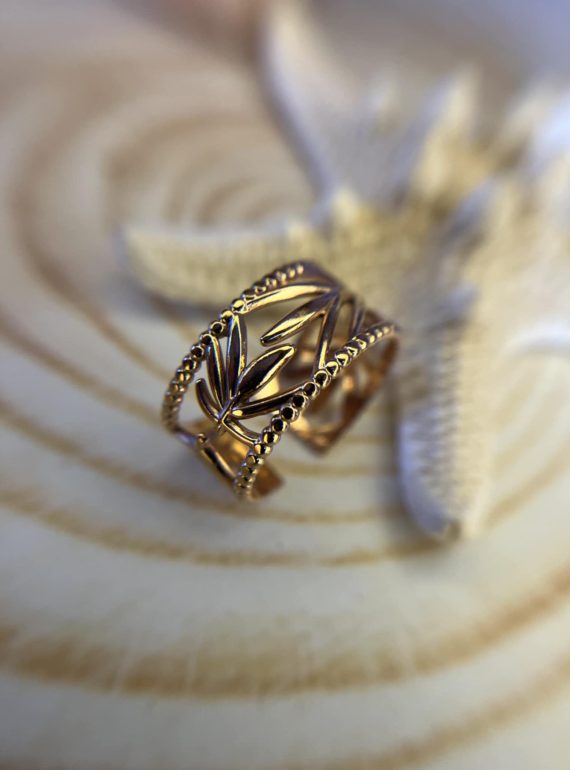 ✨ UShine.gr: Δαχτυλίδι Φύλλων σε Χρυσαφί Τόνο No 198