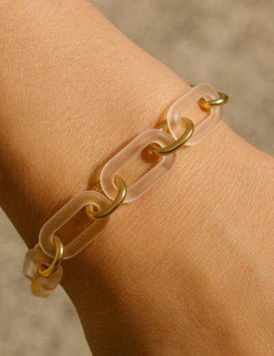 ✨ UShine.gr: Ατσάλινο βραχιόλι χρυσό με ακρυλικούς κρίκους No 136