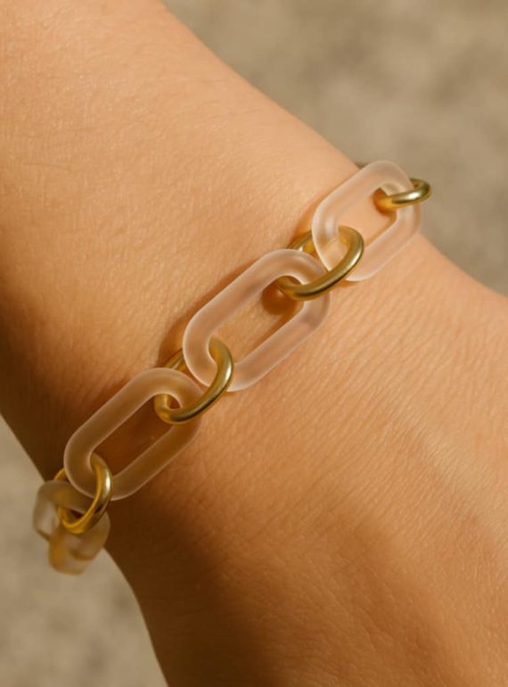 ✨ UShine.gr: Ατσάλινο βραχιόλι χρυσό με ακρυλικούς κρίκους No 136