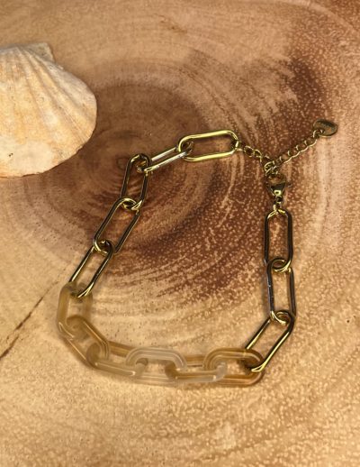 ✨ UShine.gr: Ατσάλινο βραχιόλι χρυσό με ακρυλικούς κρίκους No 136