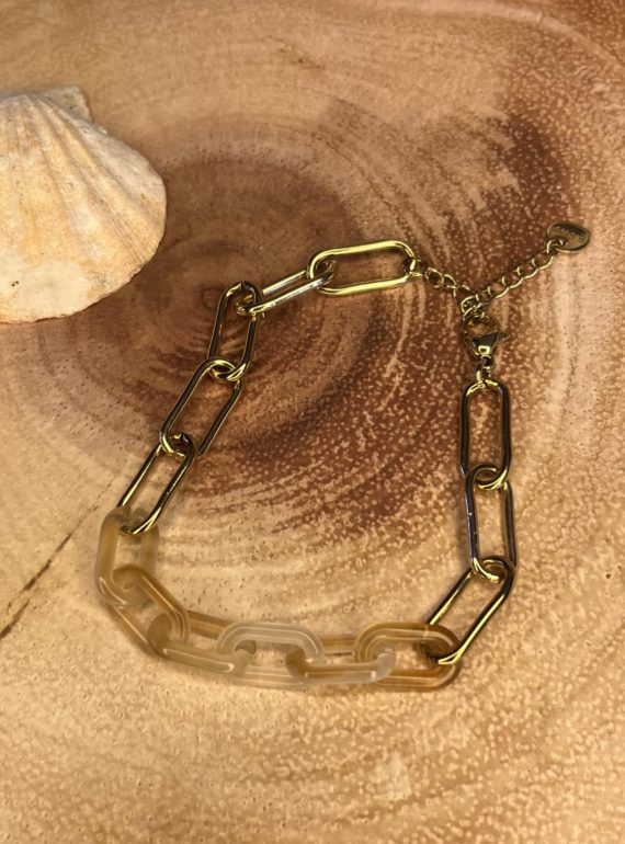 ✨ UShine.gr: Ατσάλινο βραχιόλι χρυσό με ακρυλικούς κρίκους No 136