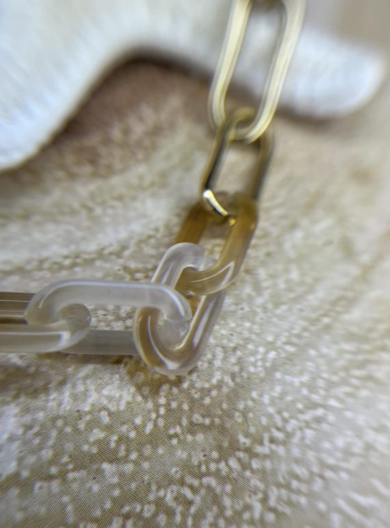 ✨ UShine.gr: Ατσάλινο βραχιόλι χρυσό με ακρυλικούς κρίκους No 136