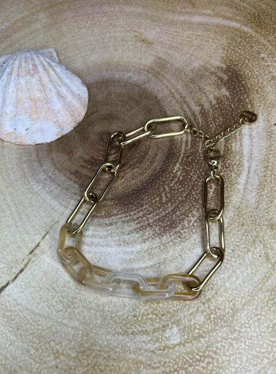 ✨ UShine.gr: Ατσάλινο βραχιόλι χρυσό με ακρυλικούς κρίκους No 136