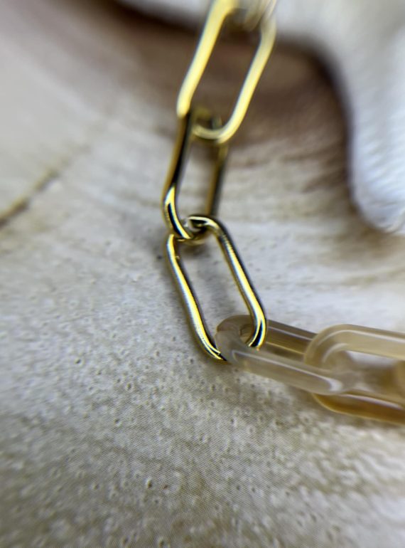 ✨ UShine.gr: Ατσάλινο βραχιόλι χρυσό με ακρυλικούς κρίκους No 136