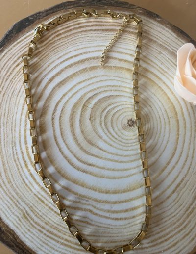 ✨ UShine.gr: Κολιέ αλυσίδα από χρυσό ατσάλι με ορθογώνιους κρίκους No 176