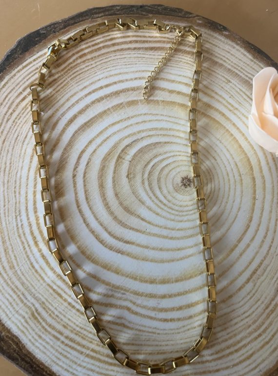 ✨ UShine.gr: Κολιέ αλυσίδα από χρυσό ατσάλι με ορθογώνιους κρίκους No 176