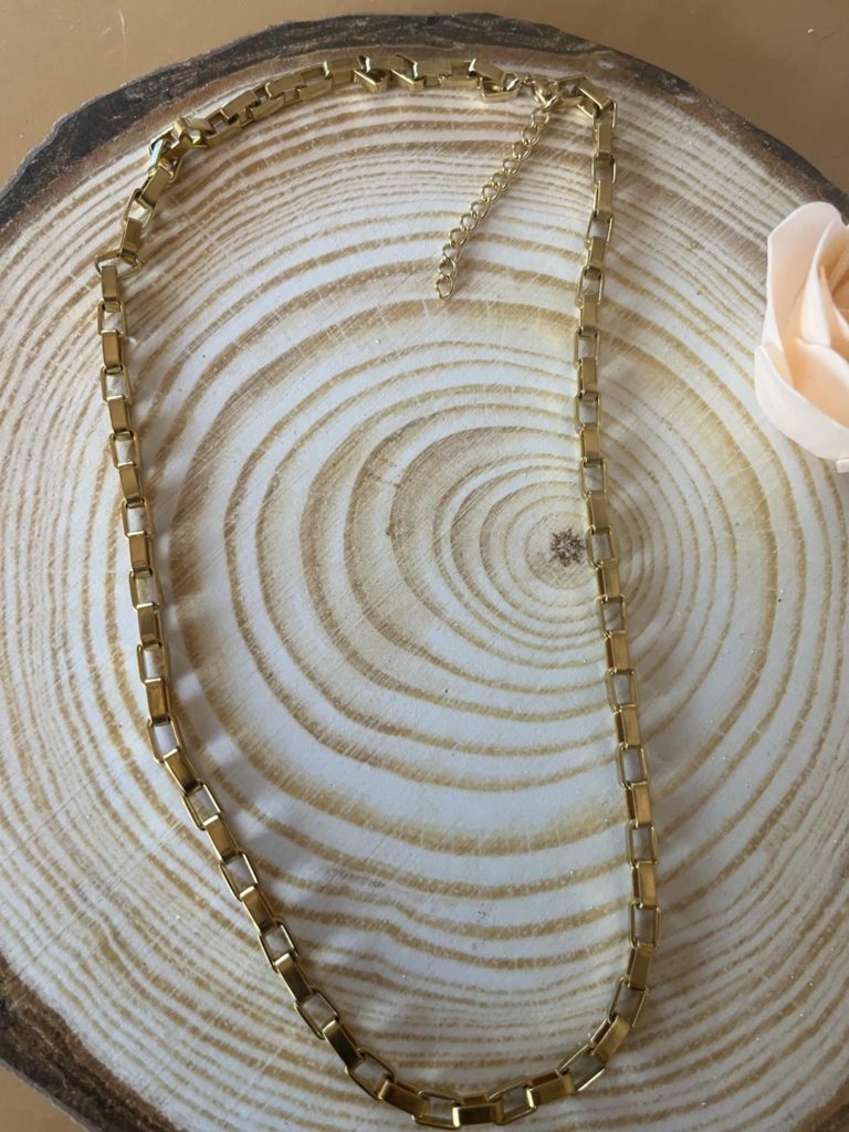 ✨ UShine.gr: Κολιέ αλυσίδα από χρυσό ατσάλι με ορθογώνιους κρίκους No 176