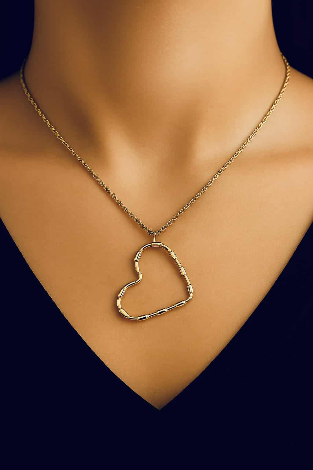✨ UShine.gr: Κολιέ ατσάλι καρδιά ανοιχτή σε χρυσό No 245