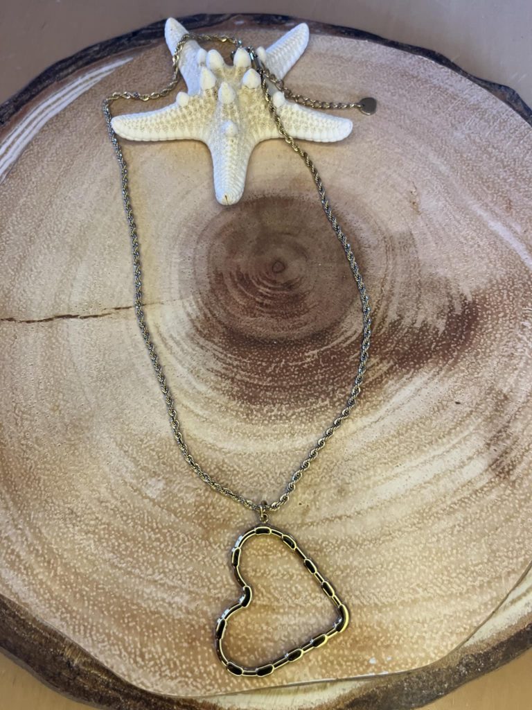 ✨ UShine.gr: Κολιέ ατσάλι καρδιά ανοιχτή σε χρυσό No 245