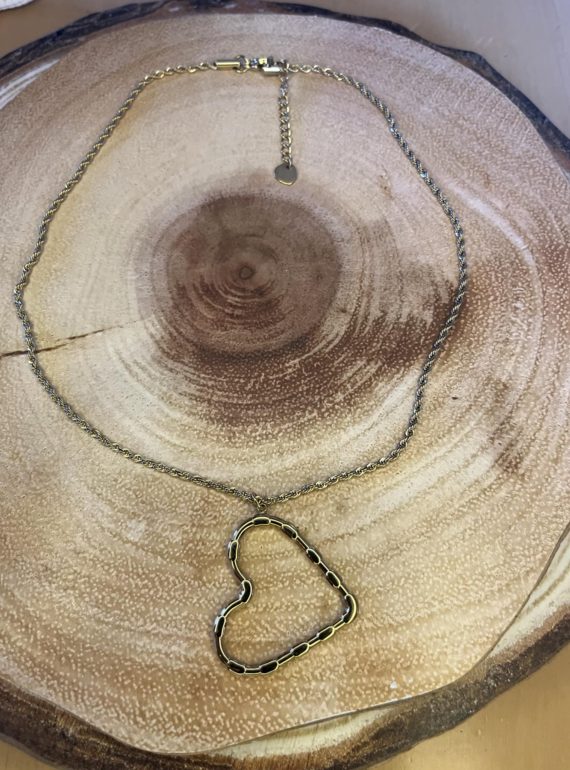 ✨ UShine.gr: Κολιέ ατσάλι καρδιά ανοιχτή σε χρυσό No 245