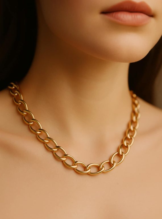 ✨ UShine.gr: Ατσάλινη χρυσή αλυσίδα λαιμού με οβάλ κρίκους No 250