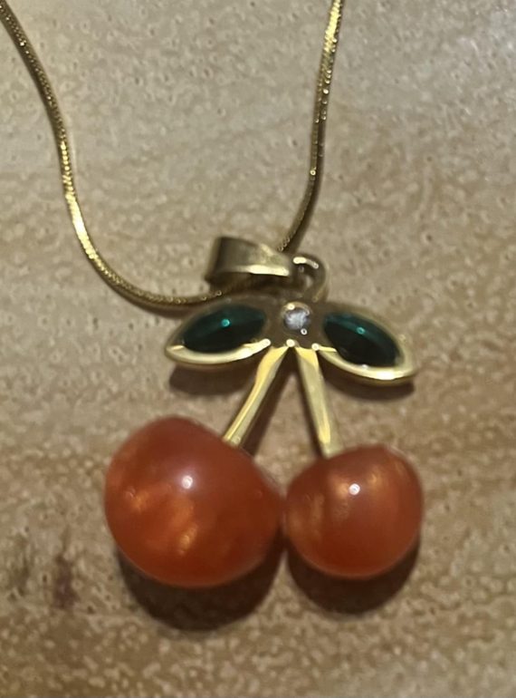 ✨ UShine.gr: Ατσάλινο κολιέ κεράσια σε χρυσό No 253