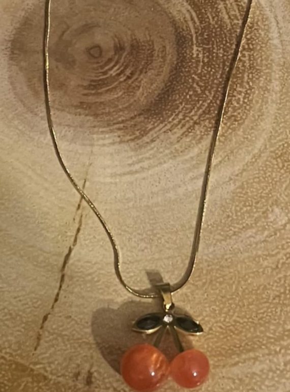 ✨ UShine.gr: Ατσάλινο κολιέ κεράσια σε χρυσό No 253