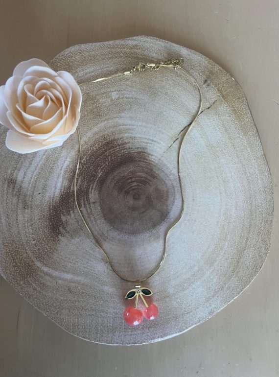 ✨ UShine.gr: Ατσάλινο κολιέ κεράσια σε χρυσό No 253