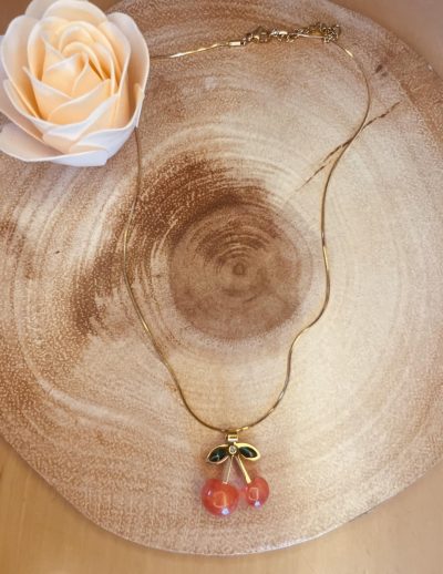 ✨ UShine.gr: Ατσάλινο κολιέ κεράσια σε χρυσό No 253