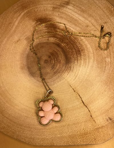 ✨ UShine.gr: Ατσάλινο κολιέ αρκουδάκι ροζ σε χρυσό No 173