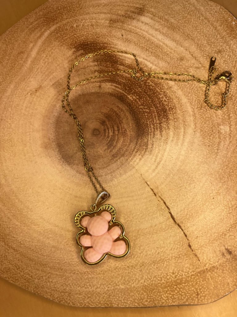 ✨ UShine.gr: Ατσάλινο κολιέ αρκουδάκι ροζ σε χρυσό No 173