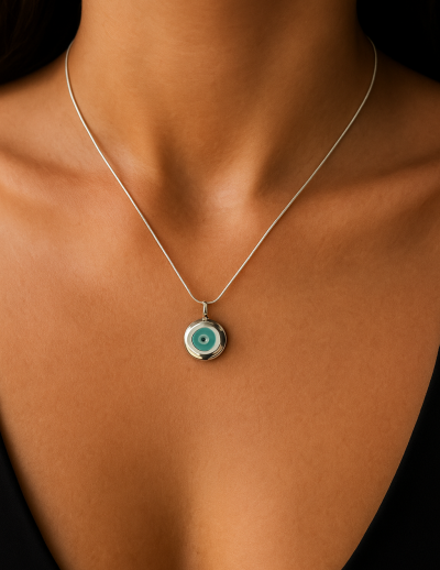 ✨ UShine.gr: Ατσάλινο κολιέ ματάκι σε ασημί No 252