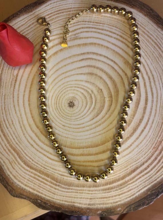 ✨ UShine.gr: Ατσάλινο κολιέ με χρυσές μπίλιες No 171