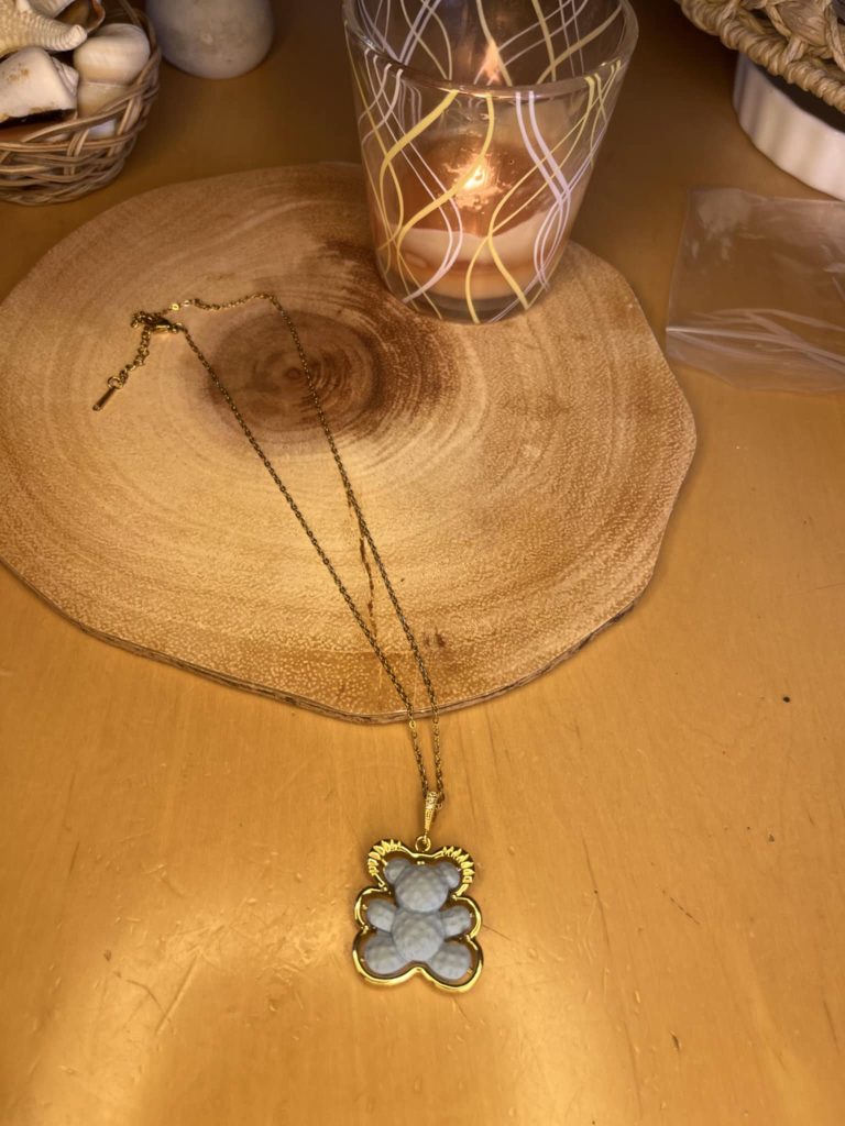 ✨ UShine.gr: Ατσάλινο κολιέ αρκουδάκι γαλάζιο σε χρυσό No 174