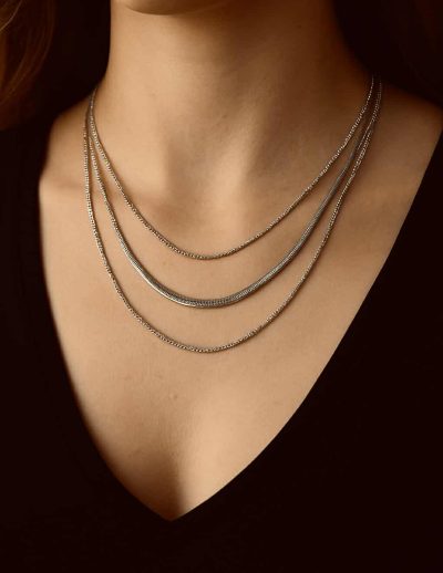 ✨ UShine.gr: Ατσάλινο κολιέ 3 σε 1 σε ασημί No 172