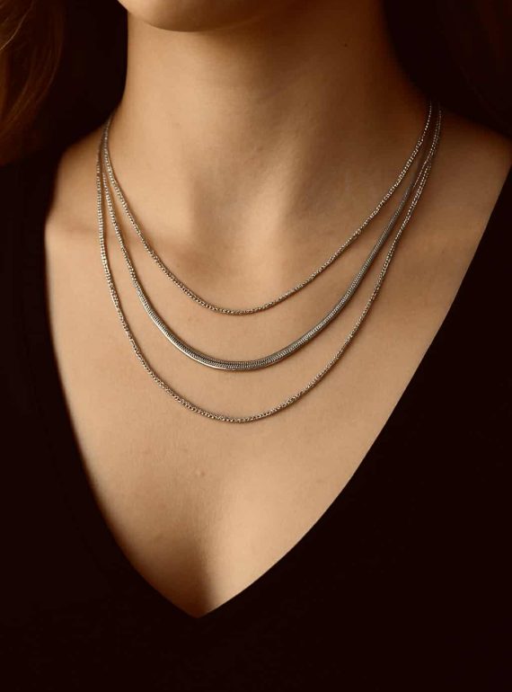 ✨ UShine.gr: Ατσάλινο κολιέ 3 σε 1 σε ασημί No 172