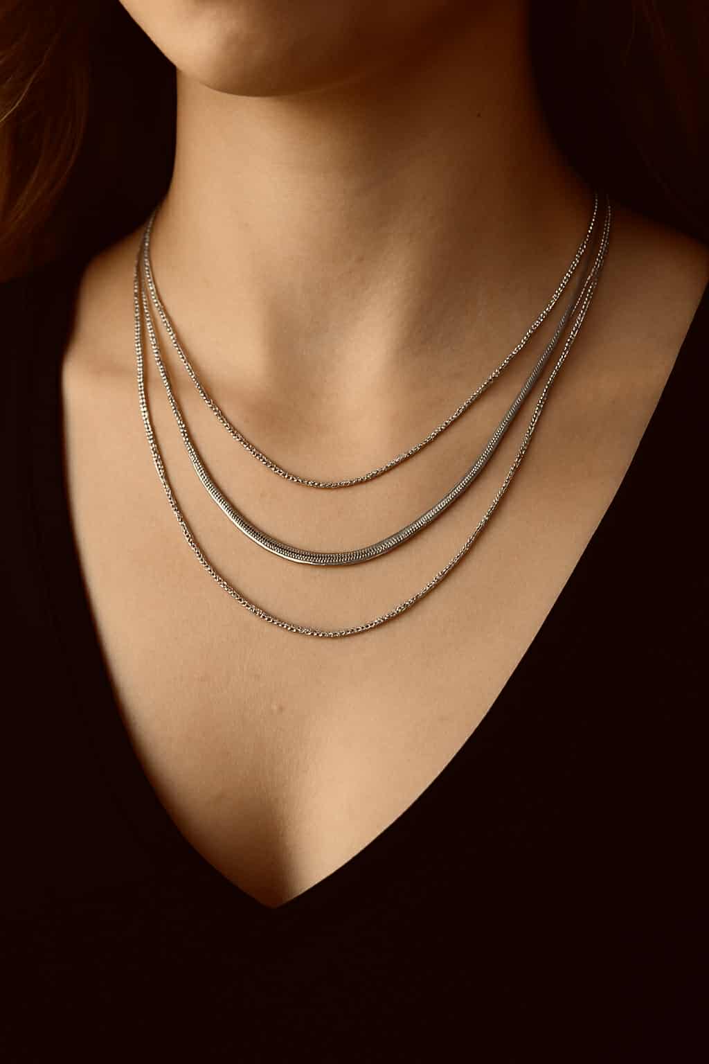 ✨ UShine.gr: Ατσάλινο κολιέ 3 σε 1 σε ασημί No 172