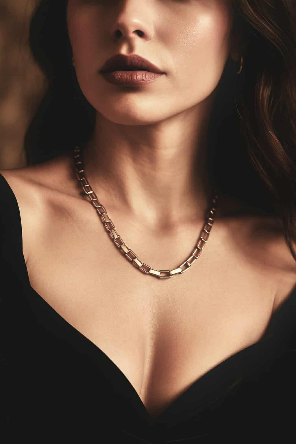 ✨ UShine.gr: Κολιέ αλυσίδα από χρυσό ατσάλι με ορθογώνιους κρίκους No 176