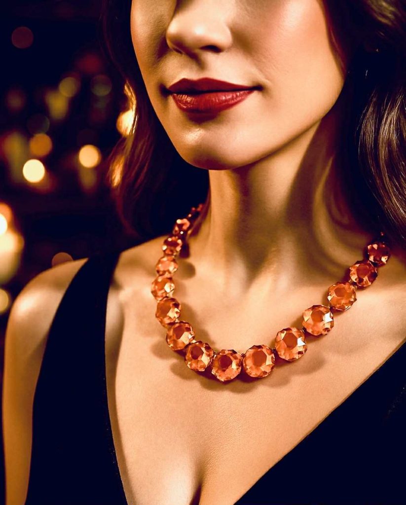 ✨ UShine.gr: Statement κολιέ με πορτοκαλί κρυστάλλους No 1200