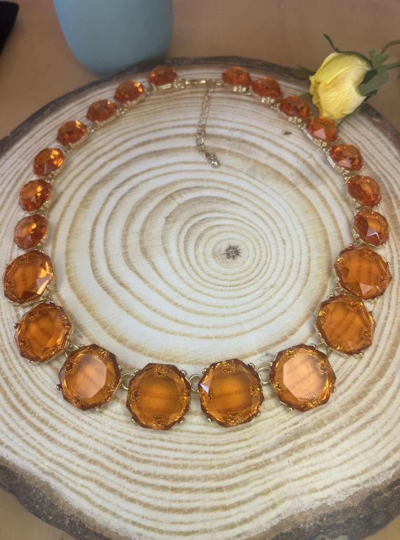 ✨ UShine.gr: Statement κολιέ με πορτοκαλί κρυστάλλους No 1200