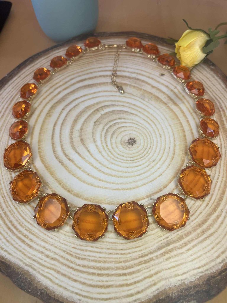 ✨ UShine.gr: Statement κολιέ με πορτοκαλί κρυστάλλους No 1200