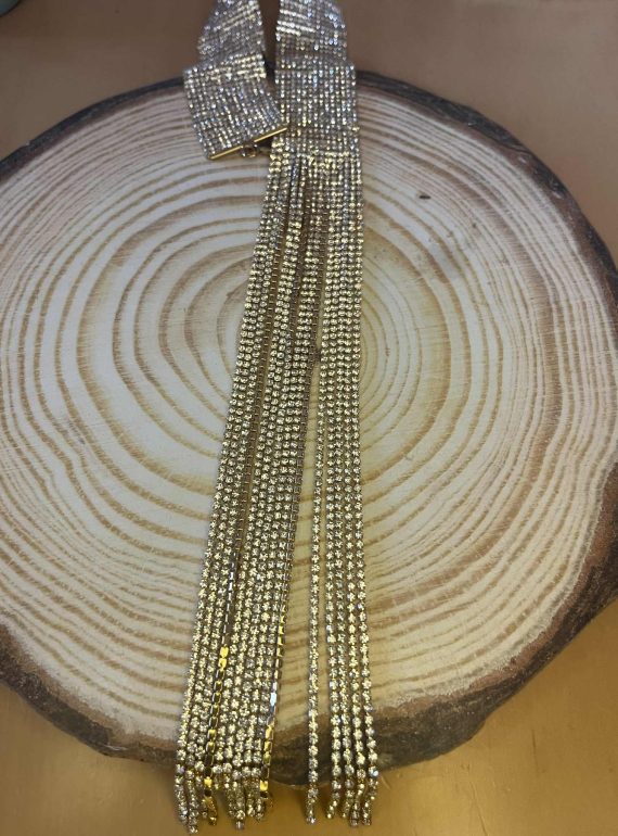 ✨ UShine.gr: Χειροποίητο λαμπερό choker με κρόσσια strass σε χρυσό No 1202