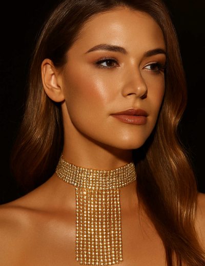 ✨ UShine.gr: Χειροποίητο λαμπερό choker με κρόσσια strass σε χρυσό No 1202