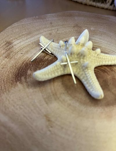 ✨ UShine.gr: Minimal Σκουλαρίκια με Σταυρό από Ατσάλι No 1204