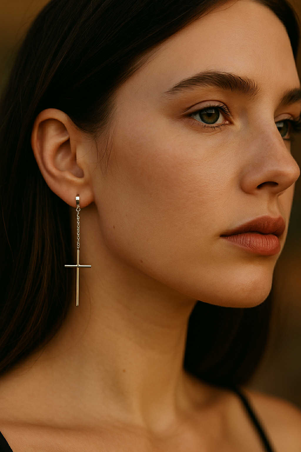 ✨ UShine.gr: Minimal Σκουλαρίκια με Σταυρό από Ατσάλι No 1204