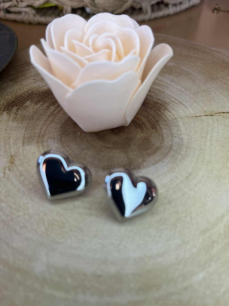 ✨ UShine.gr: Ατσάλινα σκουλαρίκια καρδούλες σε mirror φινίρισμα No 1206