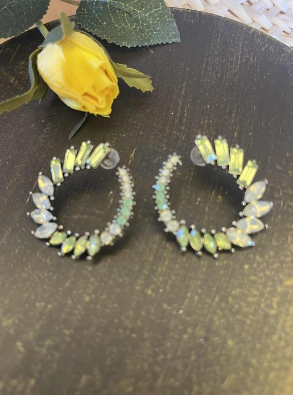 ✨ UShine.gr: Χειροποίητοι κρίκοι με πετράκια σε αποχρώσεις πράσινου & οπαλίνας No 1208