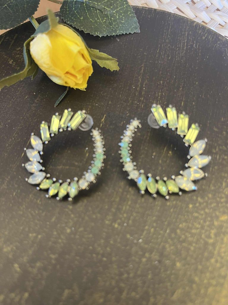 ✨ UShine.gr: Χειροποίητοι κρίκοι με πετράκια σε αποχρώσεις πράσινου & οπαλίνας No 1208