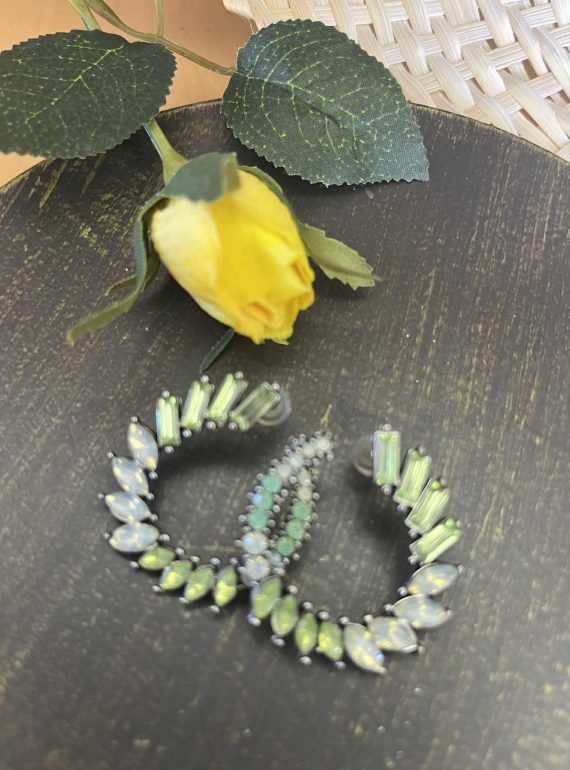 ✨ UShine.gr: Χειροποίητοι κρίκοι με πετράκια σε αποχρώσεις πράσινου & οπαλίνας No 1208