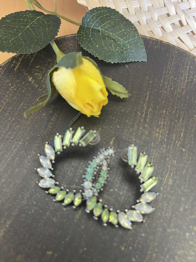 ✨ UShine.gr: Χειροποίητοι κρίκοι με πετράκια σε αποχρώσεις πράσινου & οπαλίνας No 1208