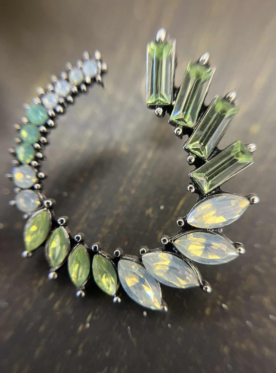 ✨ UShine.gr: Χειροποίητοι κρίκοι με πετράκια σε αποχρώσεις πράσινου & οπαλίνας No 1208