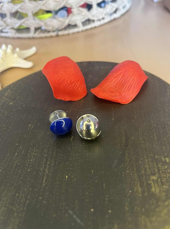 ✨ UShine.gr: Ατσάλινα σκουλαρίκια με μπλε καμπουσόν No 1210