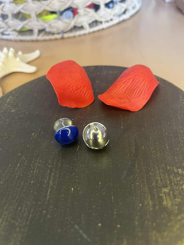 ✨ UShine.gr: Ατσάλινα σκουλαρίκια με μπλε καμπουσόν No 1210