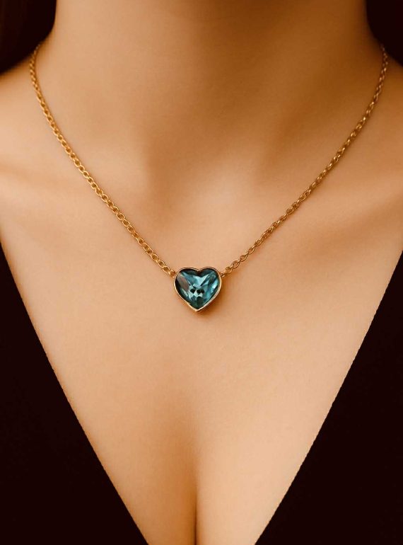 ✨ UShine.gr: Ατσάλινο κολιέ με μπλε καρδιά No 1212